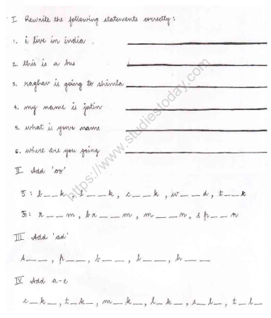 cbse class 1 english revision worksheet set j practice